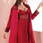 Espuar Begonia Series Lace Detailed 2 Pieces Satin Nightgown Set