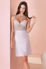 Espuar Begonia Series Lace Detailed 2 Pieces Satin Nightgown Set - Görsel 8