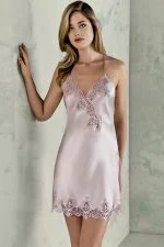 Espuar Jasmine Series Lace Detailed 2 Pieces Satin Nightgown Set - Görsel 3