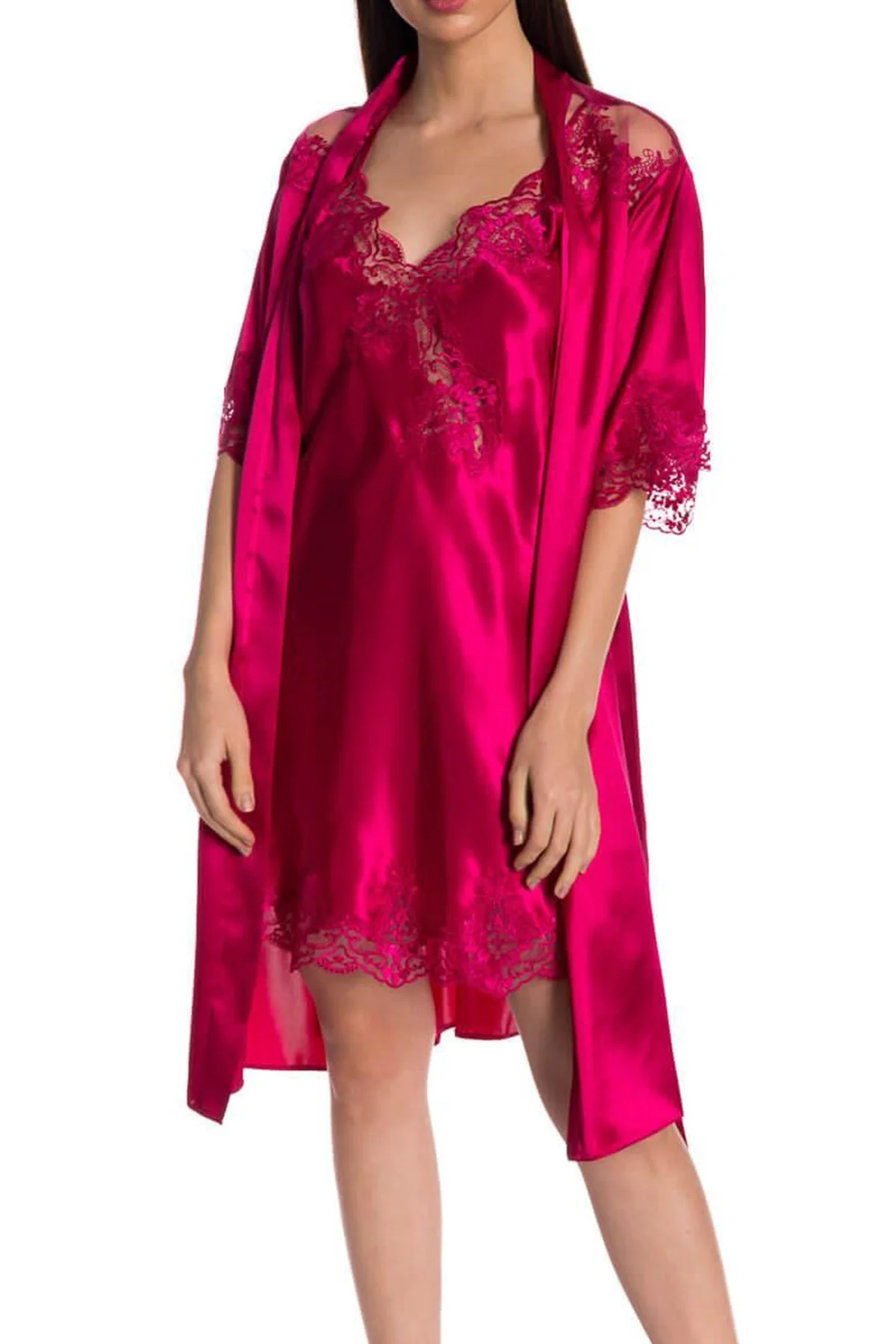 Espuar Jasmine Series Lace Detailed 2 Pieces Satin Nightgown Set - Görsel 10