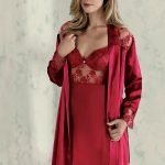 Espuar Tulipa Series Tulle Detailed 2 Pieces Satin Nightgown Set
