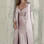 Espuar Lotus Series Lace Detailed 2 Pieces Satin Nightgown Set