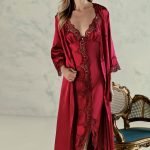 Espuar Anemone Series 2 Pieces Long Satin Nightgown Set