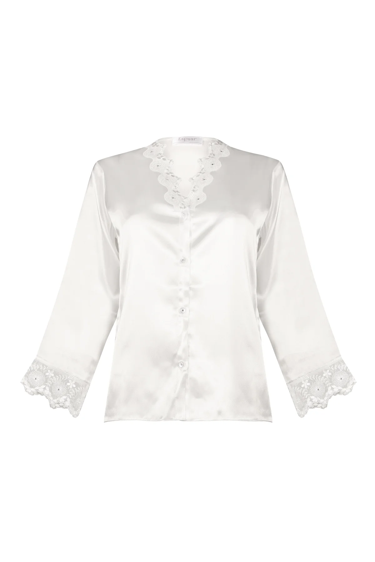 Espuar Camellia Series Button Down 2 Pieces Satin Pyjama Set - Görsel 9