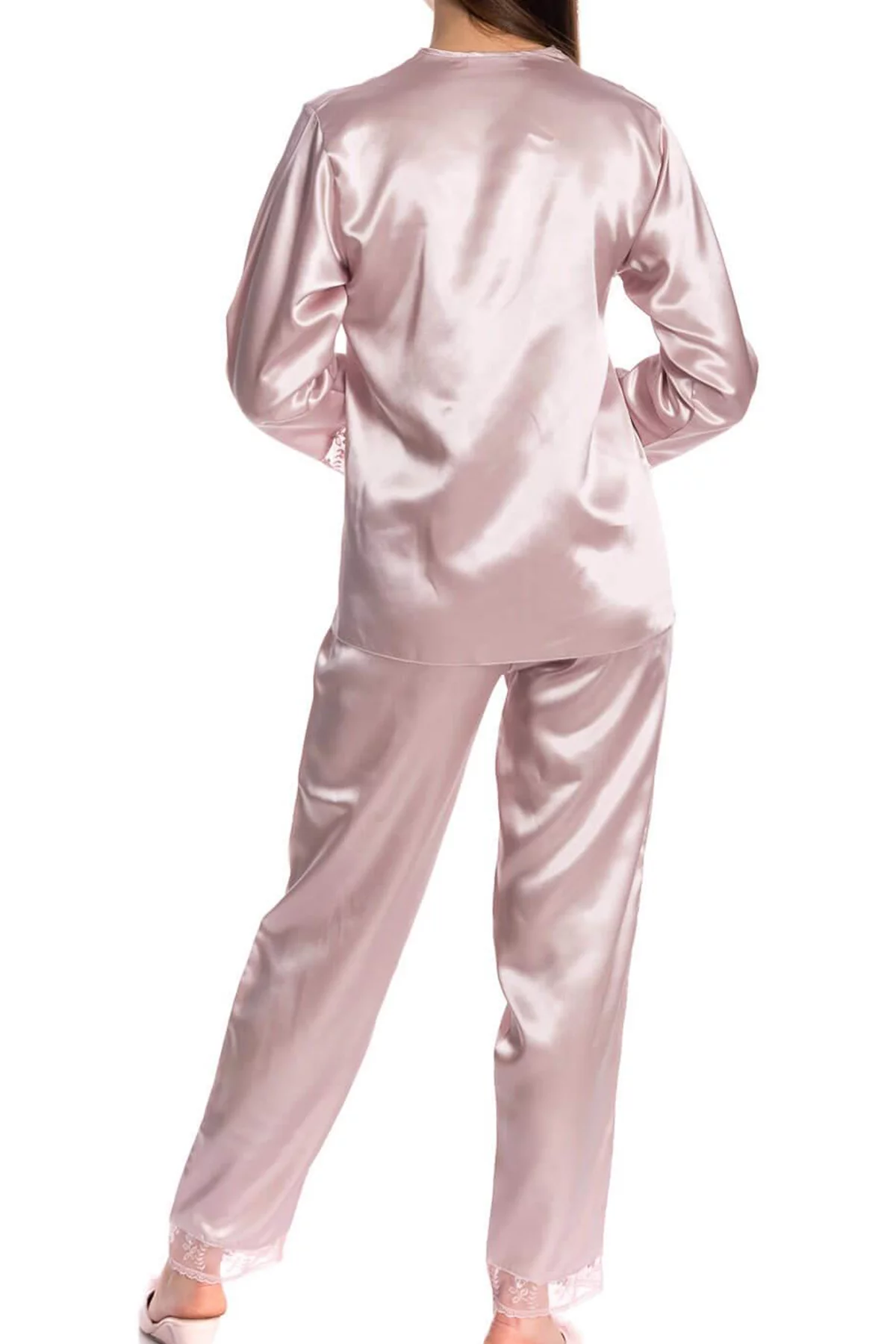 Espuar Camellia Series Button Down 2 Pieces Satin Pyjama Set - Görsel 5