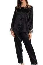 Espuar Tulipa Series Button Down 2 Pieces Satin Pyjama Set - Görsel 9