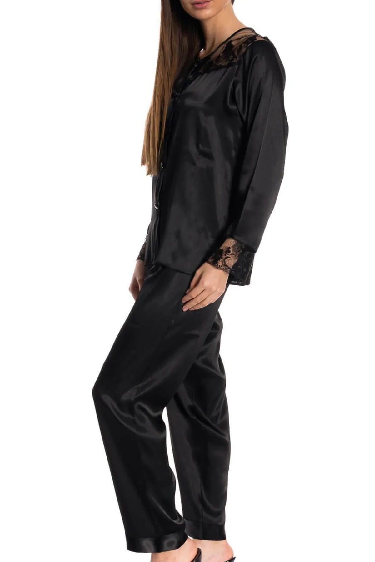 Espuar Tulipa Series Button Down 2 Pieces Satin Pyjama Set - Görsel 10