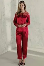 Espuar Tulipa Series Button Down 2 Pieces Satin Pyjama Set