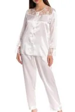 Espuar Tulipa Series Button Down 2 Pieces Satin Pyjama Set - Görsel 3