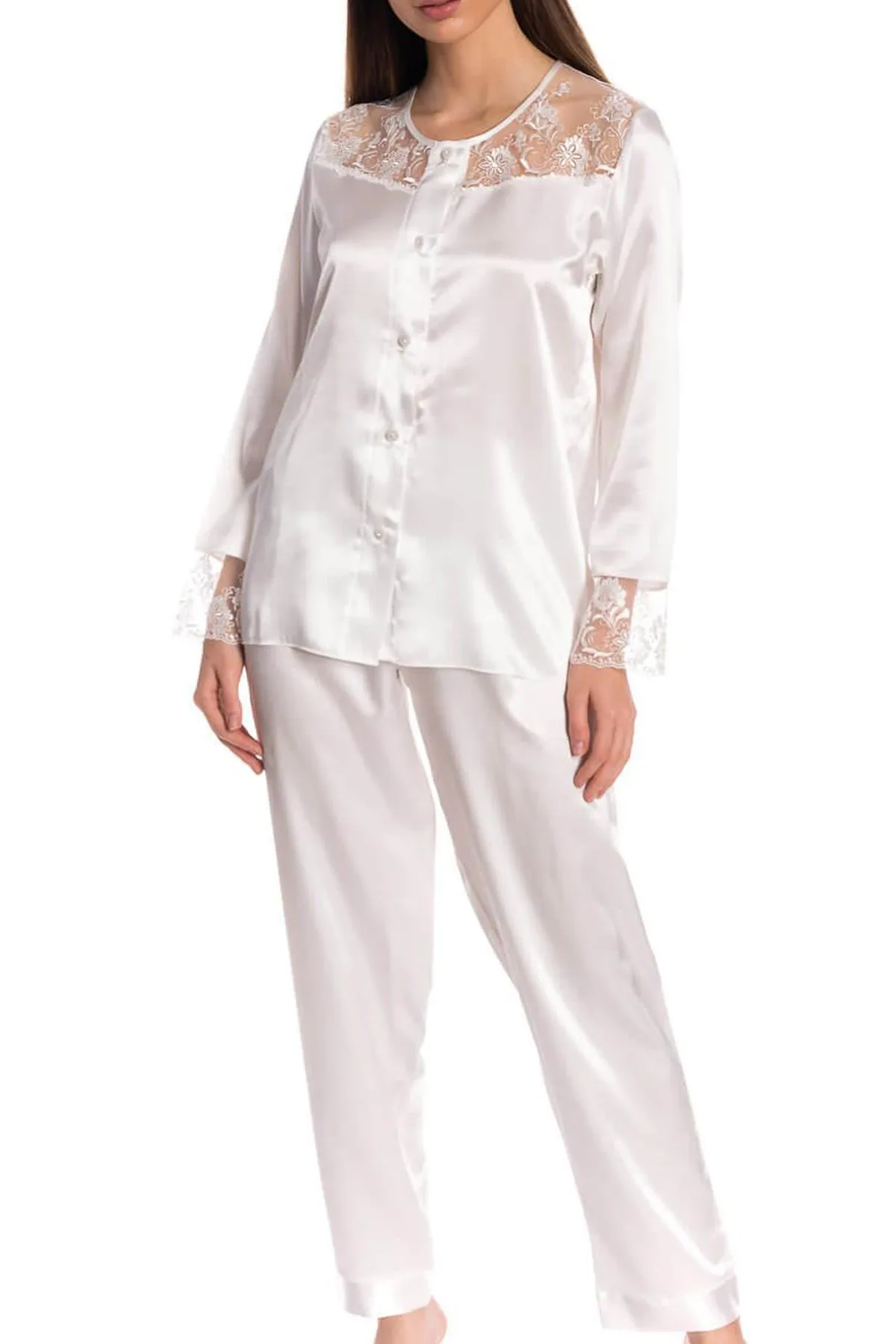 Espuar Tulipa Series Button Down 2 Pieces Satin Pyjama Set - Görsel 3