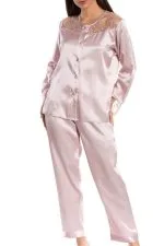 Espuar Tulipa Series Button Down 2 Pieces Satin Pyjama Set - Görsel 6
