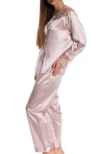 Espuar Tulipa Series Button Down 2 Pieces Satin Pyjama Set - Görsel 7