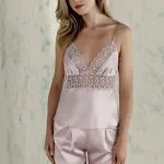 Espuar Lotus Series Lace Detailed 2 Pieces Satin Shorts and Singlet Set