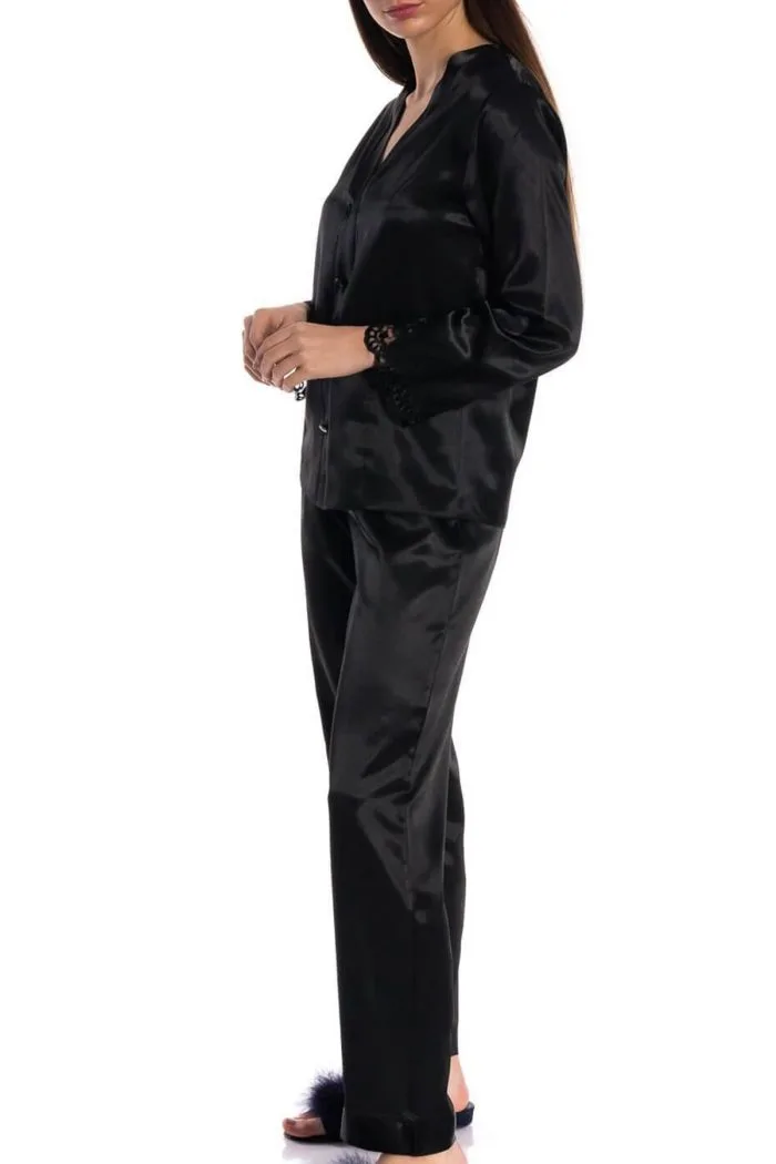 Espuar Orchid Series Button Down 2 Pieces V-Neck Satin Pyjama Set - Image 10