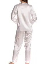Espuar Orchid Series Button Down 2 Pieces V-Neck Satin Pyjama Set - Image 8