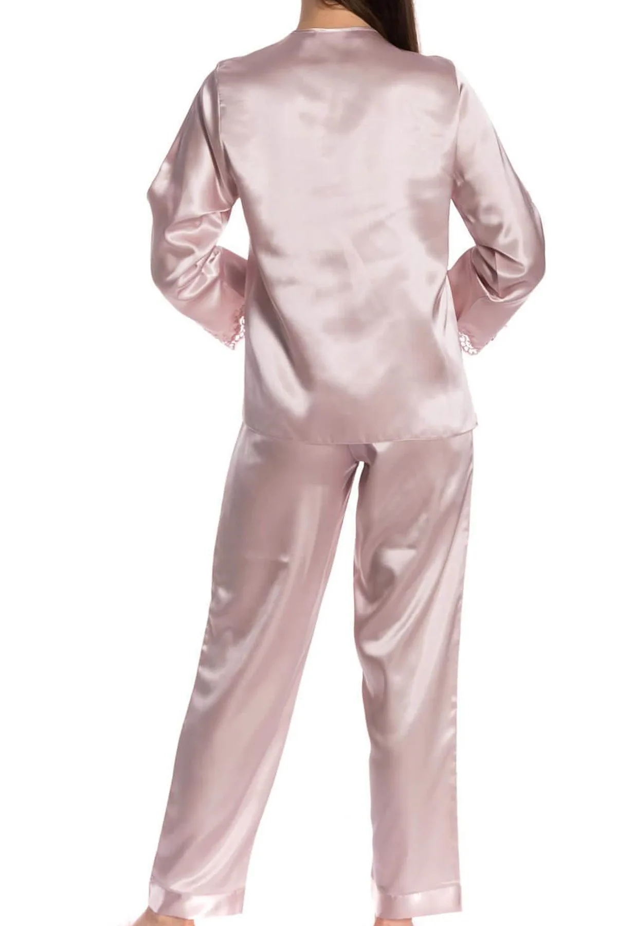 Espuar Orchid Series Button Down 2 Pieces V-Neck Satin Pyjama Set - Görsel 5
