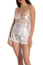 Espuar Tulipa Series Tulle Detailed 2 Pieces Satin Shorts and Singlet Set - Görsel 3