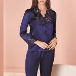 Espuar Violet Series Button Down 2 Pieces Satin Pyjama Set